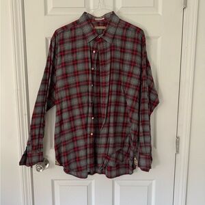 Classic Red and Gray Plaid Men's Shirt